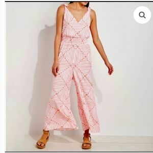 Vineyard Vines Canopy Geo Jumpsuit White Orange